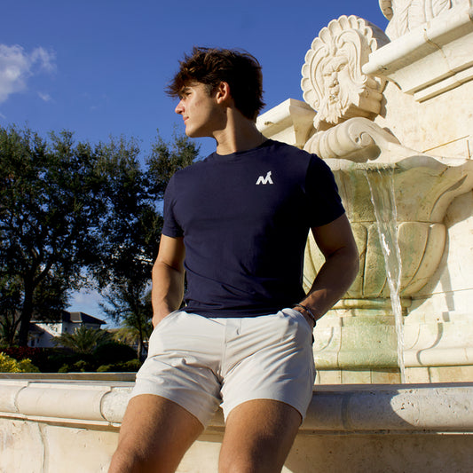 Men's Navy Blue Cotton Training Tee